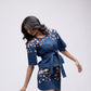 Multi-colour sequinned denim mini skirt