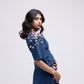 Multi-colour sequinned denim mini skirt