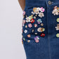 Multi-colour sequinned denim mini skirt