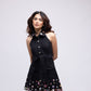 Multi-colour sequinned denim mini dress