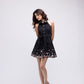 Multi-colour sequinned denim mini dress