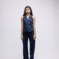 Sleeveless denim waistcoat with embellished butterflies