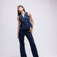 Sleeveless denim waistcoat with embellished butterflies