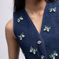 Sleeveless denim waistcoat with embellished butterflies