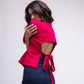 Backless embellished t-shirt with flowers