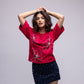 Backless embellished t-shirt with flowers