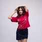 Backless embellished t-shirt with flowers