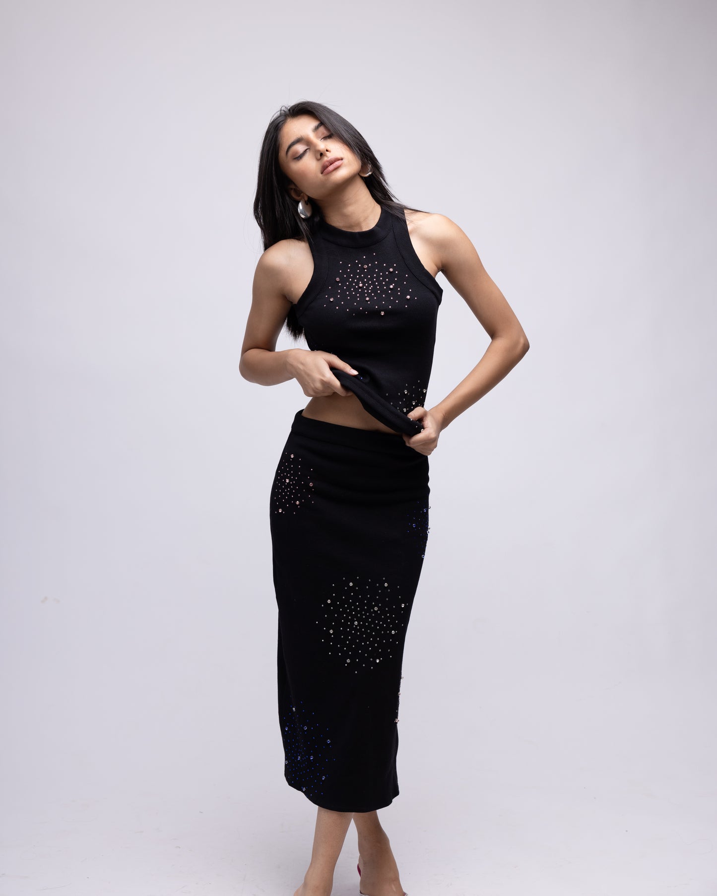 Ribbed embellished tank