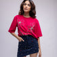 Backless embellished t-shirt with flowers