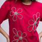 Backless embellished t-shirt with flowers