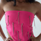 Embellished cropped top with rhinestone chain detail