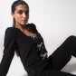 Full-sleeved glitter jacket with shiny bows