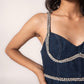 Hand-embellished denim mini dress