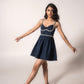 Hand-embellished denim mini dress