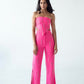 High-waisted embellished trousers with chain detail