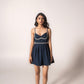 Hand-embellished denim mini dress