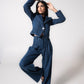 High-waisted pleated denims with topstitching
