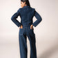 High-waisted pleated denims with topstitching