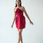 Halter-neck mini dress with flower detail
