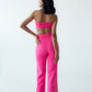 High-waisted embellished trousers with chain detail