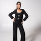 Full-sleeved glitter jacket with shiny bows