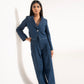 High-waisted pleated denims with topstitching