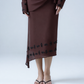 Silk chiffon asymmetric midi skirt
