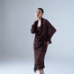 Silk chiffon embellished asymmetric shirt & midi skirt co-ord