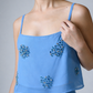 Hand-embellished strappy organza top