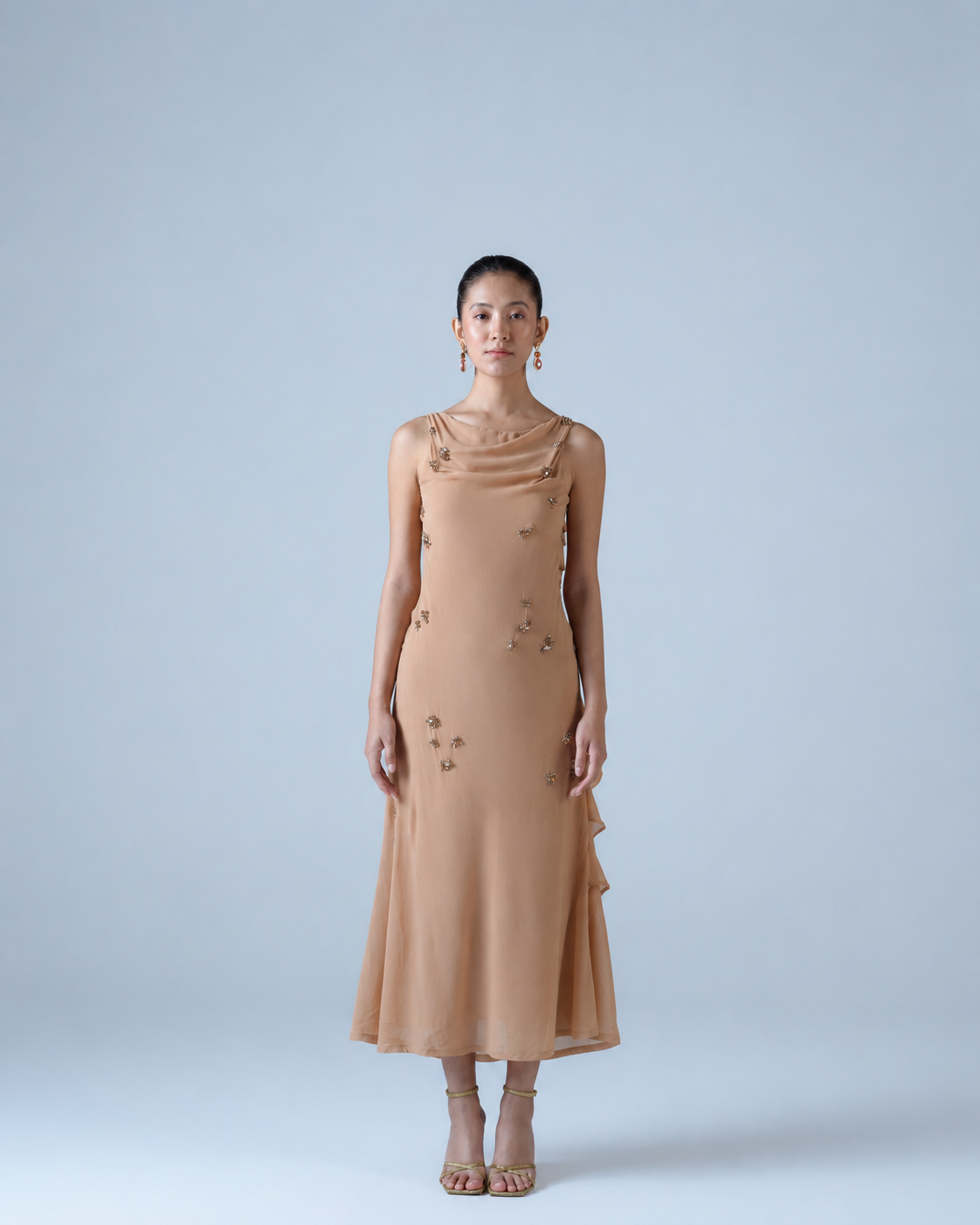 Midi dress with ruffle detail