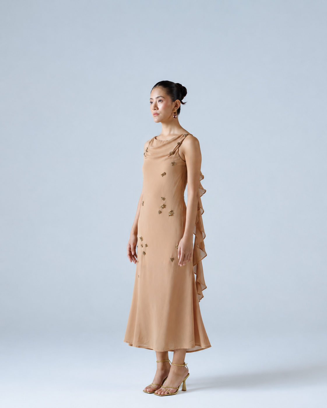 Midi dress with ruffle detail