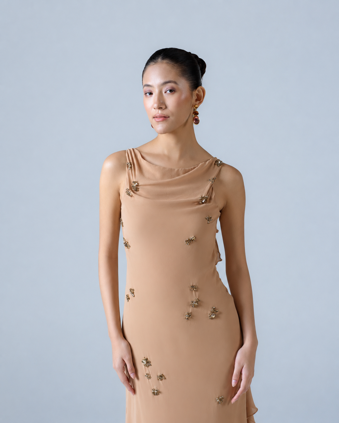 Midi dress with ruffle detail