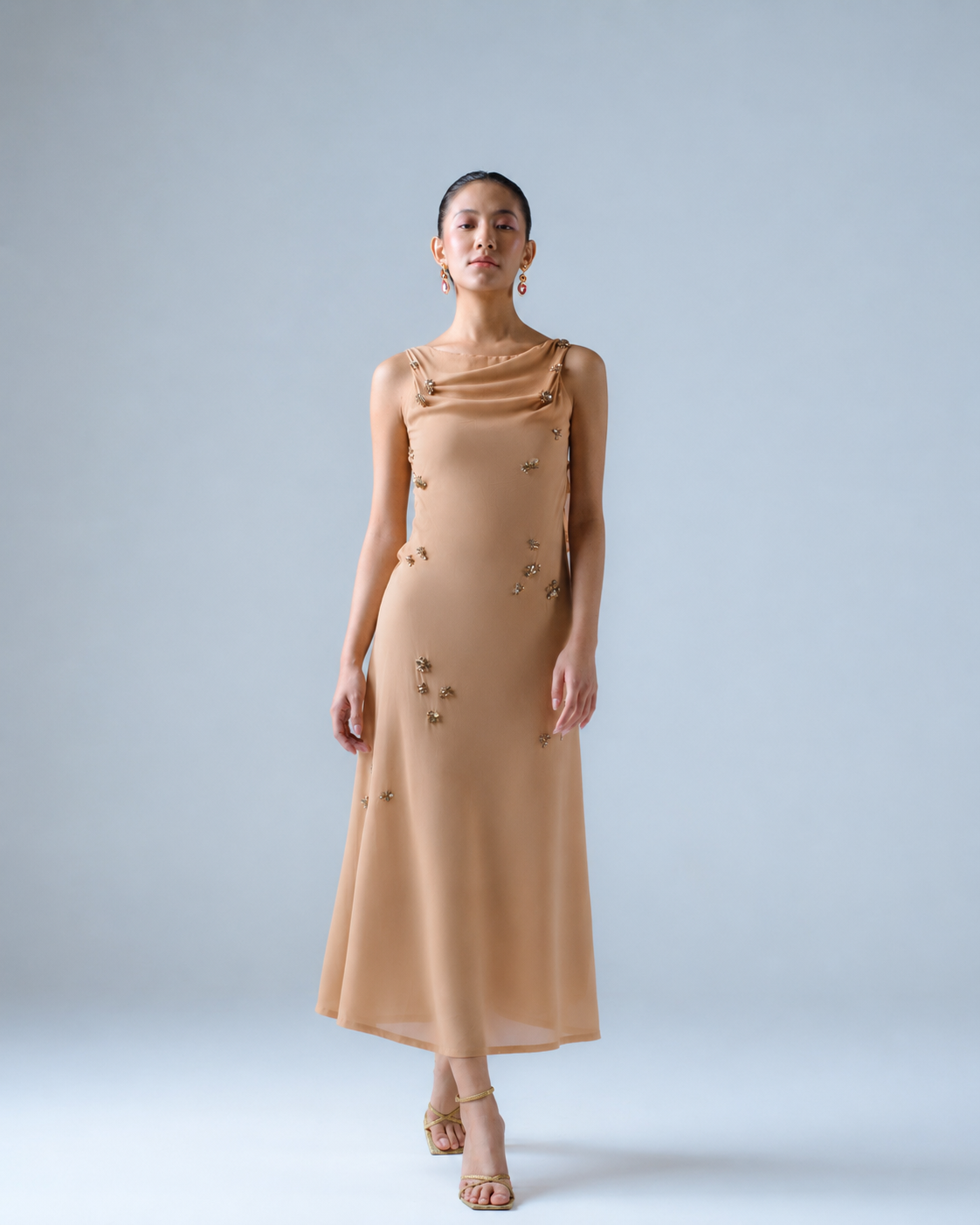 Midi dress with ruffle detail