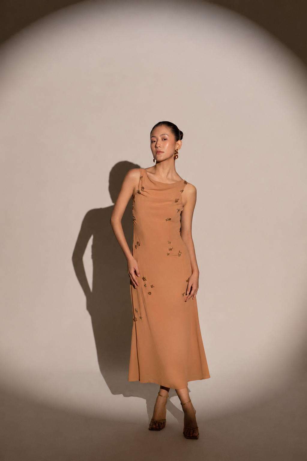 Midi dress with ruffle detail