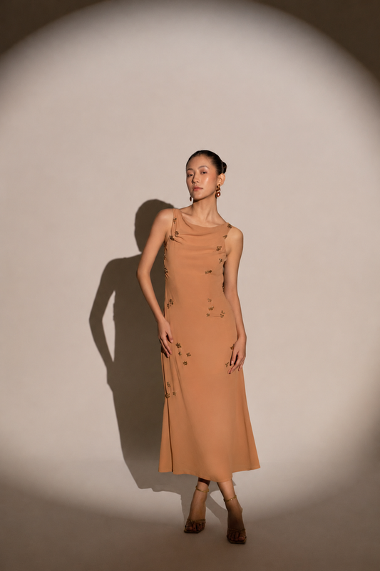Midi dress with ruffle detail