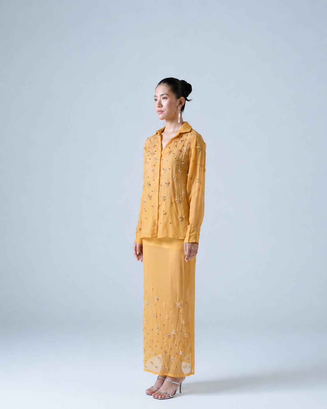 Hand-embellished organza shirt