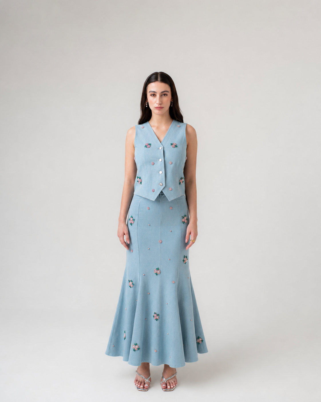 Rosalie Crystal Denim Waistcoat