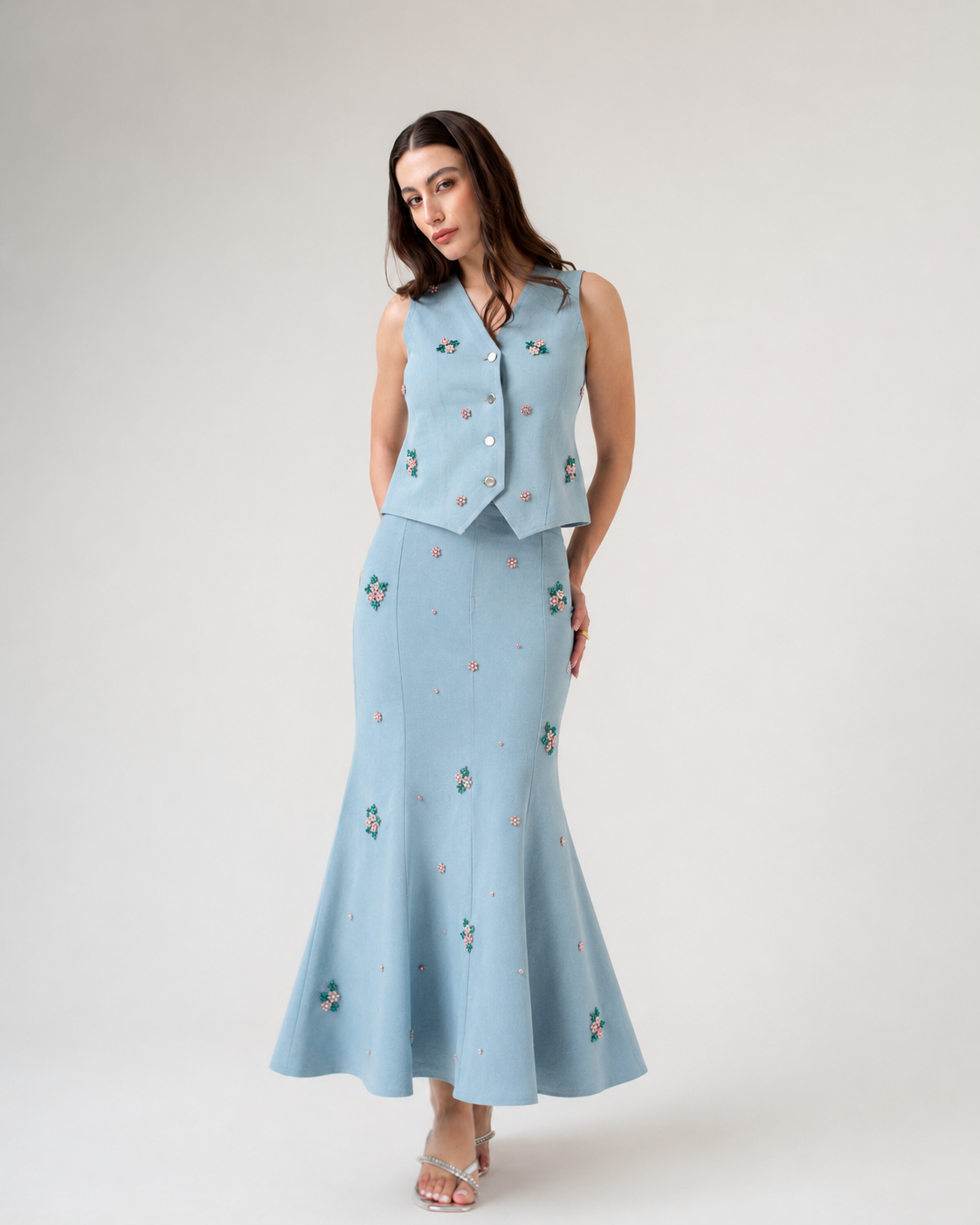 Rosalie Crystal Denim Waistcoat