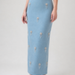 Cascade Crystal Denim Skirt