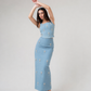 Cascade Crystal Denim Skirt