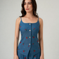 Cherry embroidered shoulder straps top