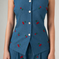 Cherry embroidered shoulder straps top