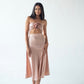 Satin midi skirt with slit