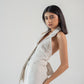 Hand-embroidered 100% linen waistcoat with butterfly motif