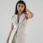 Hand-embroidered 100% linen waistcoat with butterfly motif