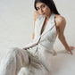 Hand-embroidered 100% linen waistcoat with butterfly motif