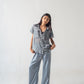 Half-sleeved metallic shirt