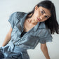 Half-sleeved metallic shirt