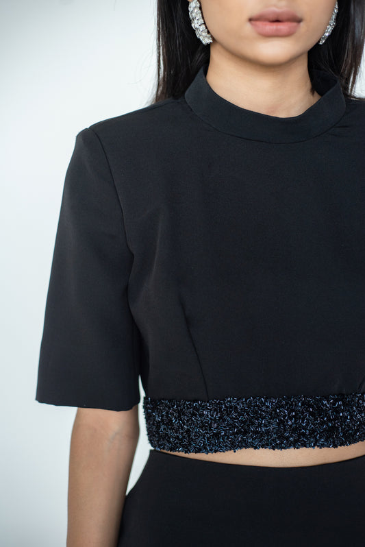 Asymmetric cropped top