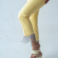 Rhinestone chain detail trousers with scalloping